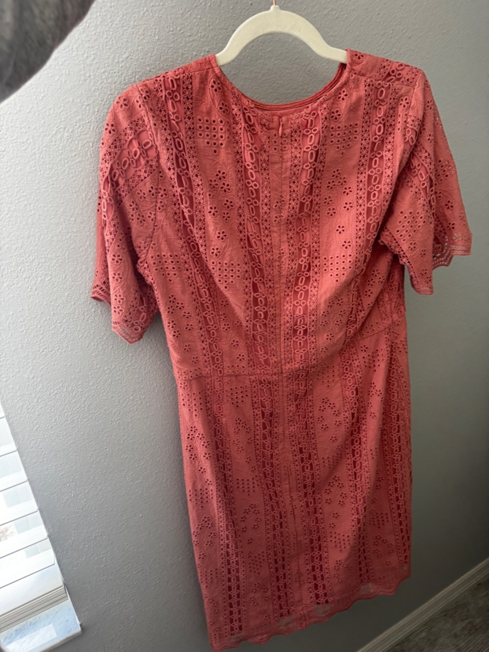 Roolee Coral Eyelet Midi Dress